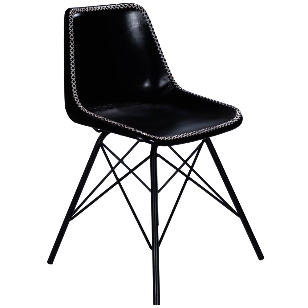 Company Inland Leather Side Chair, Black. Picture 1