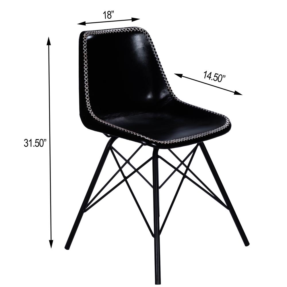 Company Inland Leather Side Chair, Black. Picture 8
