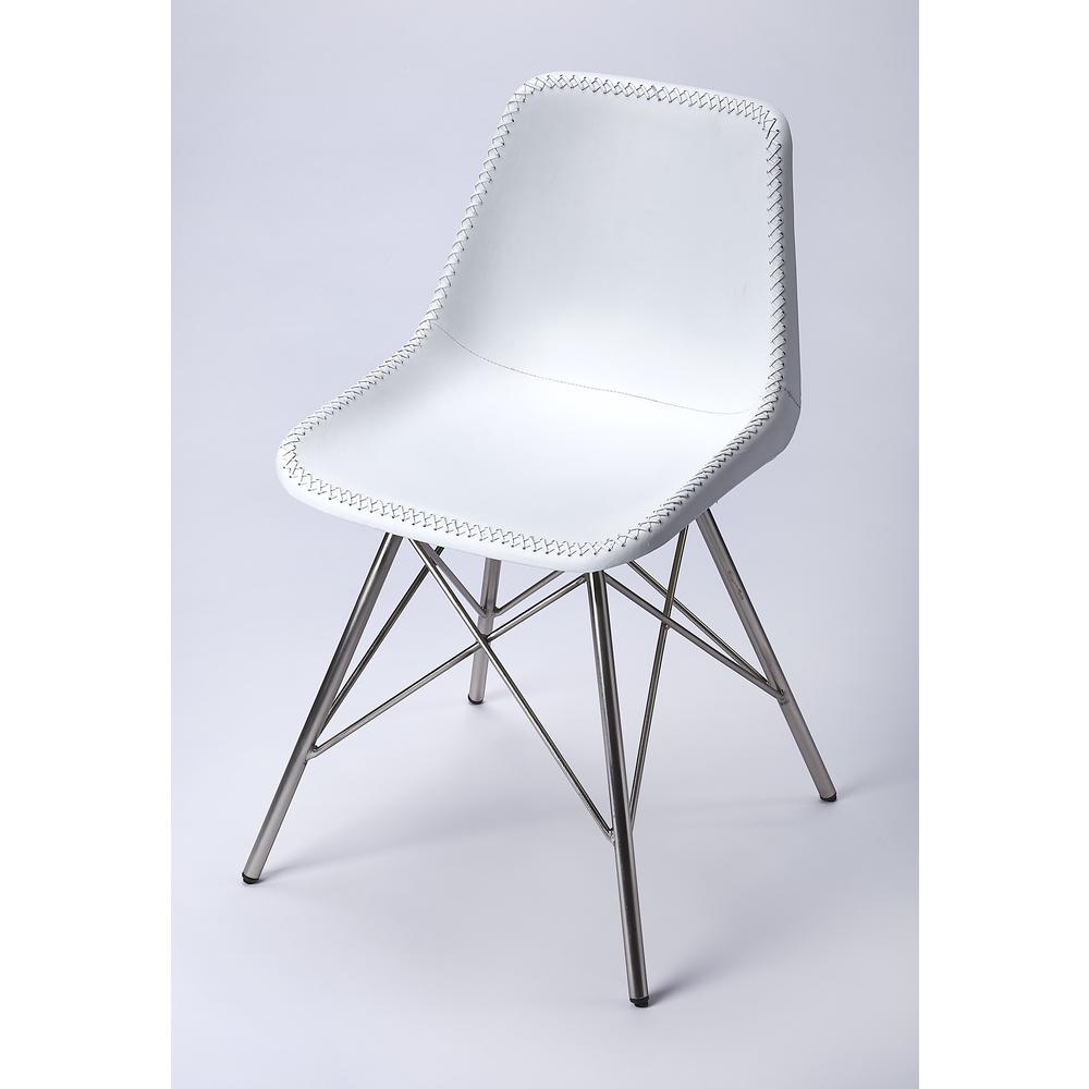 Inland White Leather Side Chair. Picture 1