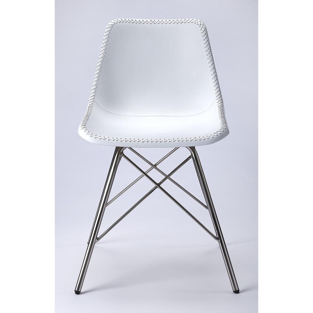 Company Inland Leather Side Chair, White. Picture 3