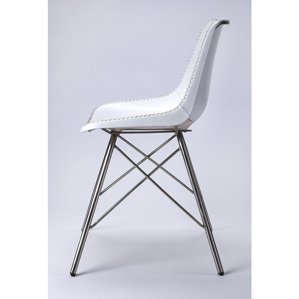 Company Inland Leather Side Chair, White. Picture 4