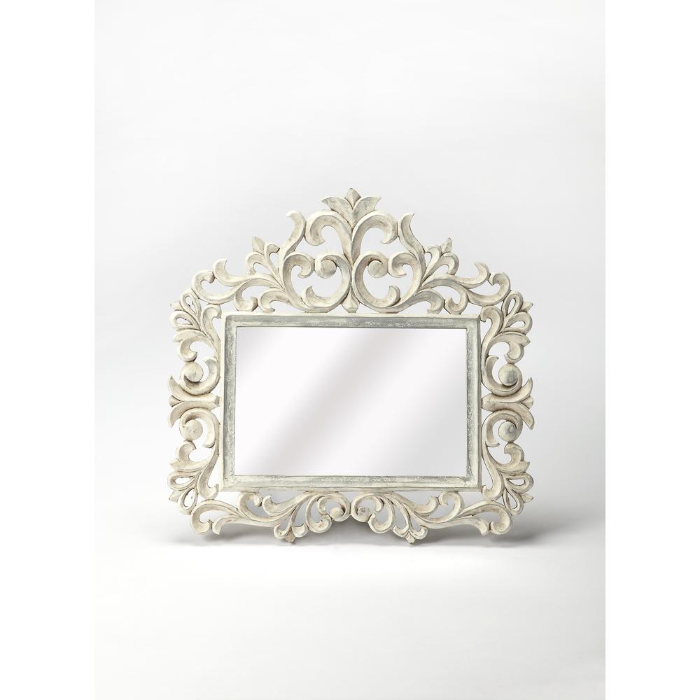 Company Favart Carved Wall Mirrored, White. Picture 1