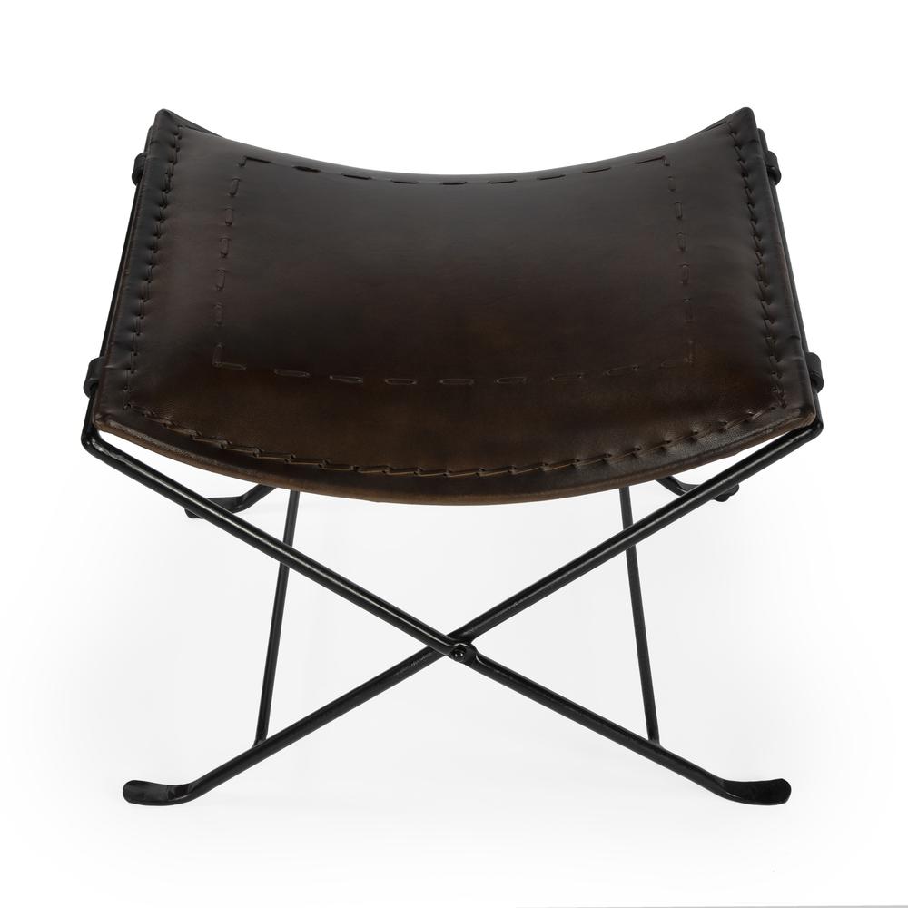 Butler Melton Dark Brown Leather Stool. Picture 3