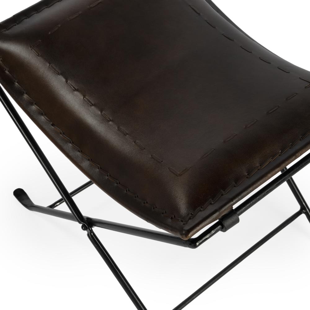 Butler Melton Dark Brown Leather Stool. Picture 4