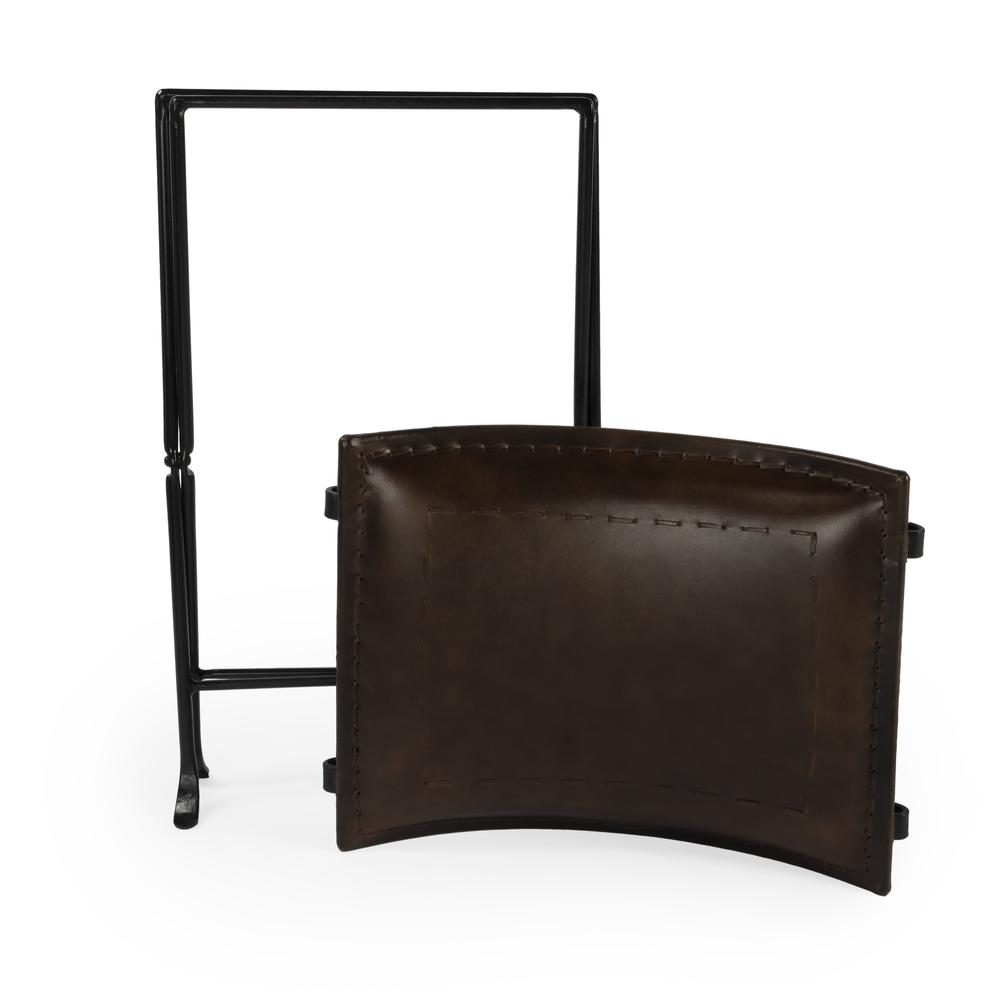 Butler Melton Dark Brown Leather Stool. Picture 5