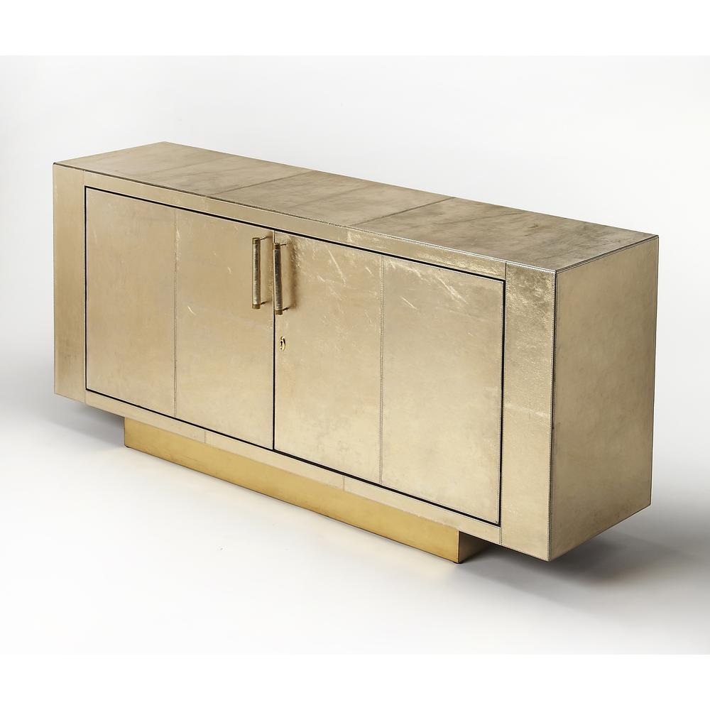 Company Francois Leather 70.5" Buffet Sideboard, Gold. Picture 1