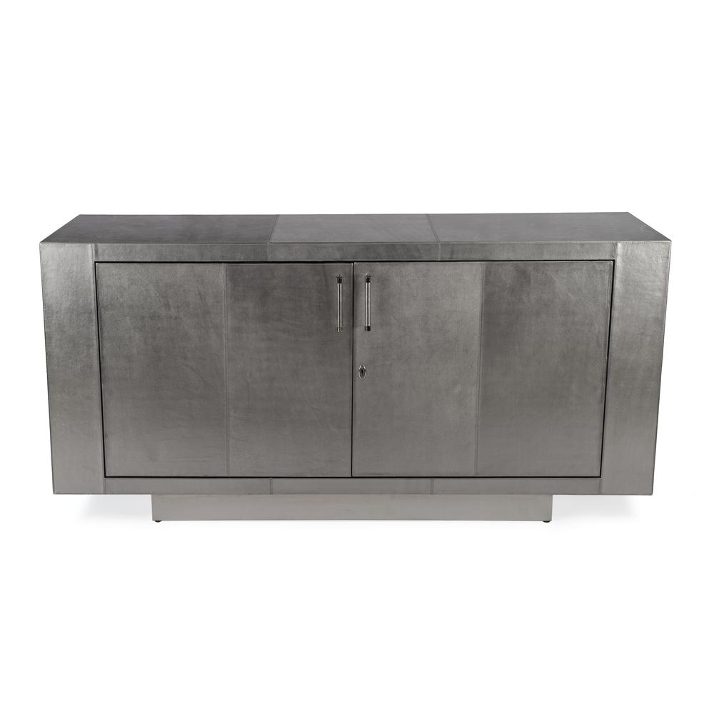 Company Francois Silver Leather 70.5" Buffet Sideboard, Silver. Picture 2