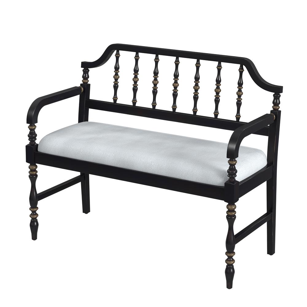 Company Emilia Cafe Noir Upholstered 38"W Bench, Black. Picture 1