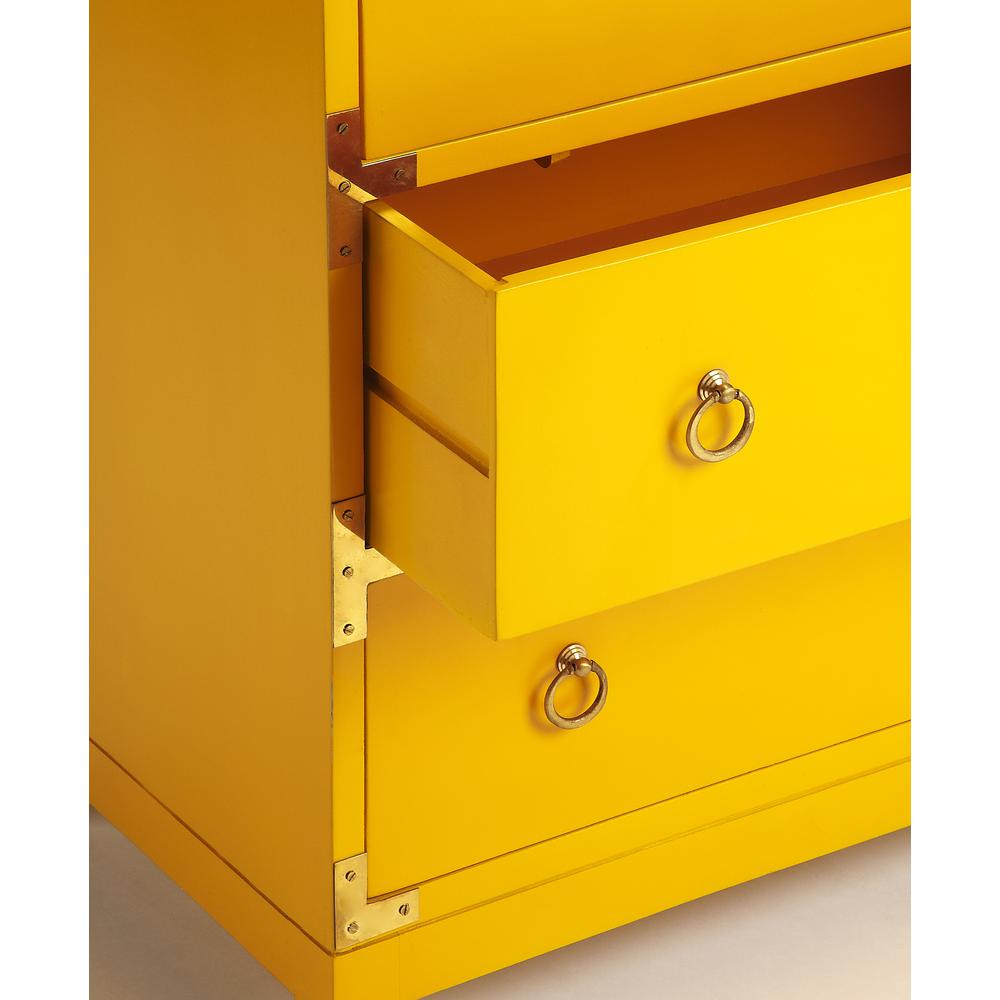 Ardennes Yellow Campaign Accent Chest, Yellow. Picture 4