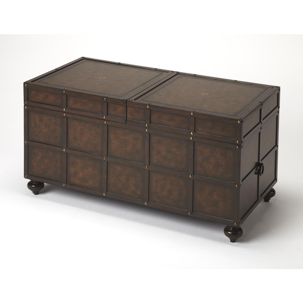Company Dennard Faux Leather Coffee Table, Dark Brown. Picture 1