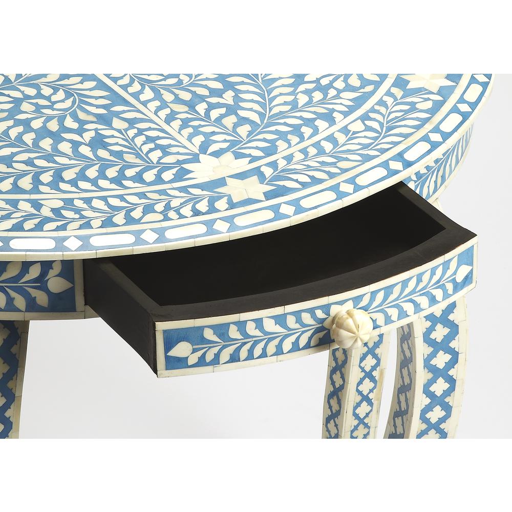 Company Vivienne Bone Inlay Demilune Console Table, Sky Blue. Picture 2
