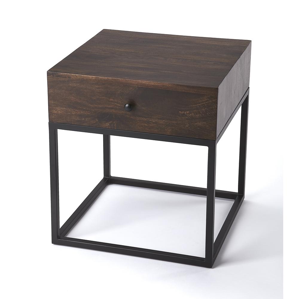 Company Brixton Coffee & Iron End Table, Dark Brown. Picture 1
