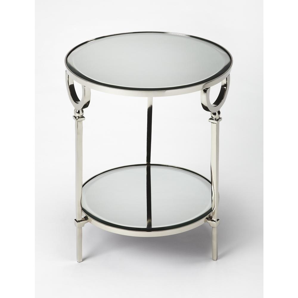 Company Jolene Metal & Mirrored Side Table, Silver. Picture 1