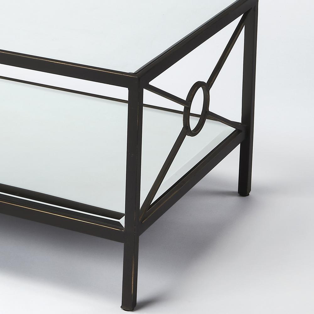 Company Metropolis Metal & Mirrored Coffee Table, Black. Picture 2