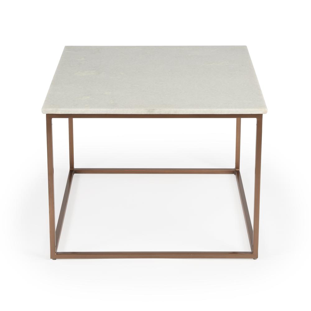 Company Holland Marble & Metal Coffee Table, Gold, White. Picture 2