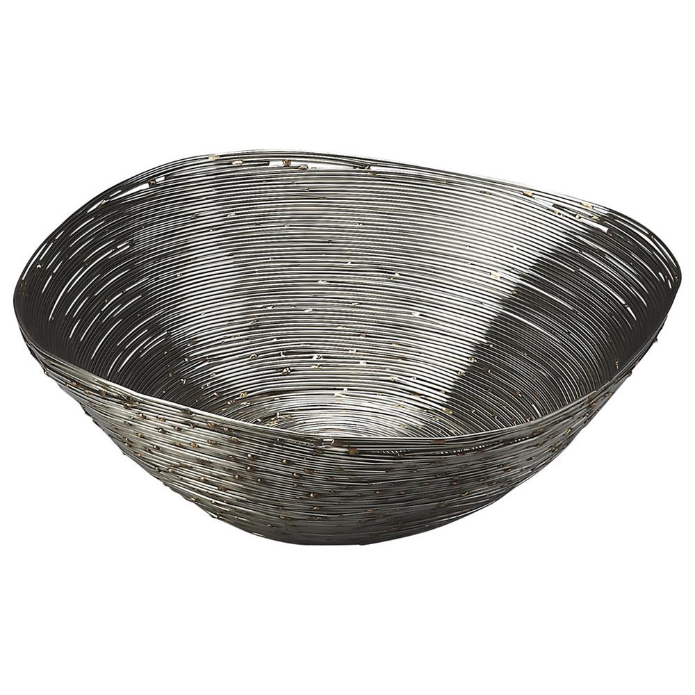 Company Live Wire Metal Decorative Bowl, Silver. Picture 1