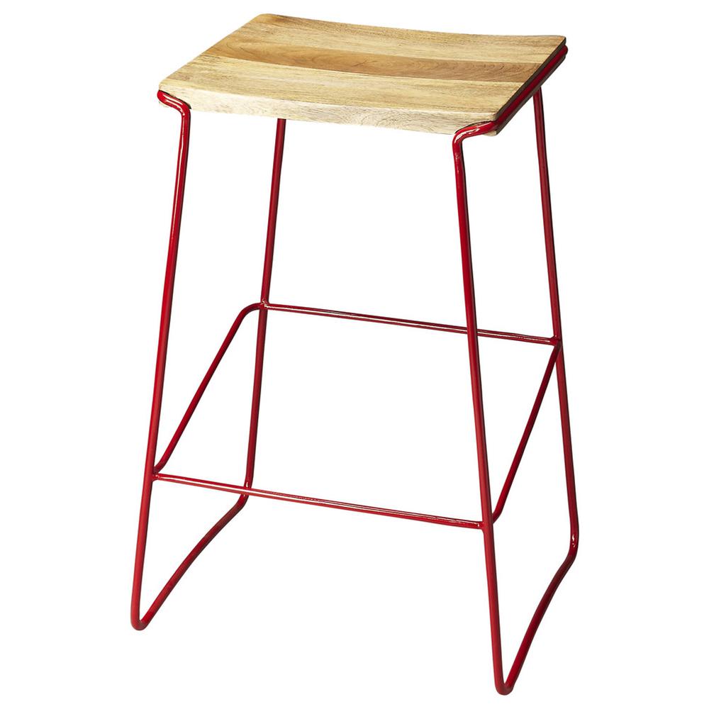 Company Parrish Wood & Metal 31" Bar Stool, Red. Picture 1