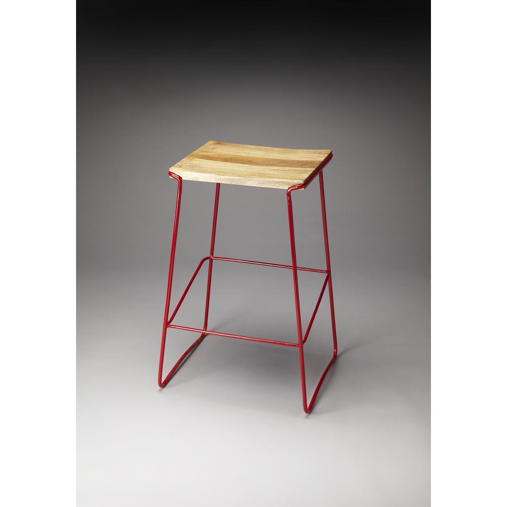 Company Parrish Wood & Metal 31" Bar Stool, Red. Picture 2