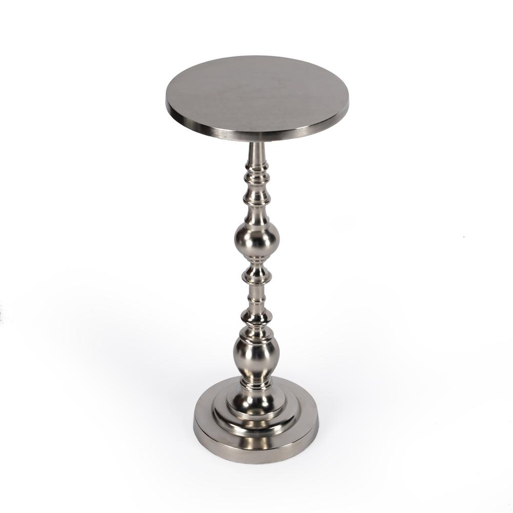 Company Darien Round Pedestal 10"W Side Table, Silver. Picture 1