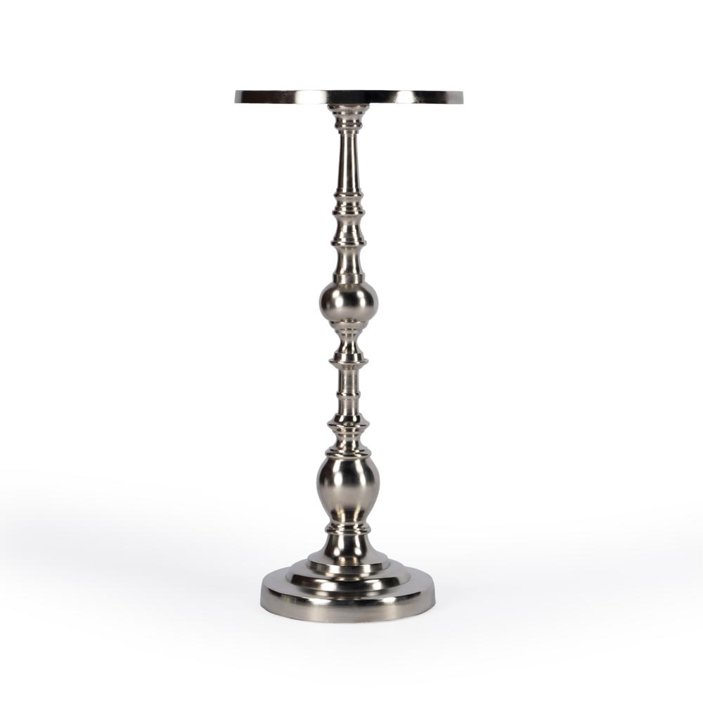 Company Darien Round Pedestal 10"W Side Table, Silver. Picture 3