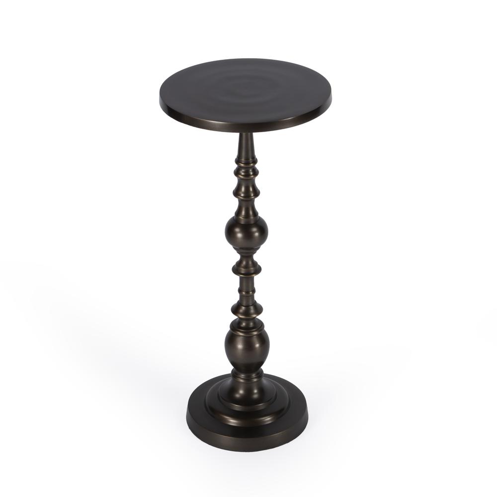 Company Darien Round Pedestal 10"W Side Table, Bronze. Picture 1