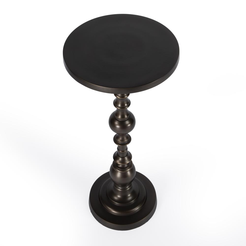 Company Darien Round Pedestal 10"W Side Table, Bronze. Picture 2