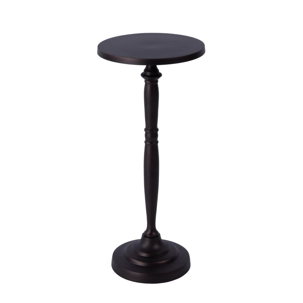 Company Landon 10 in. Round Outdoor Round Metal Pedestal Side Table, Bronze. Picture 1