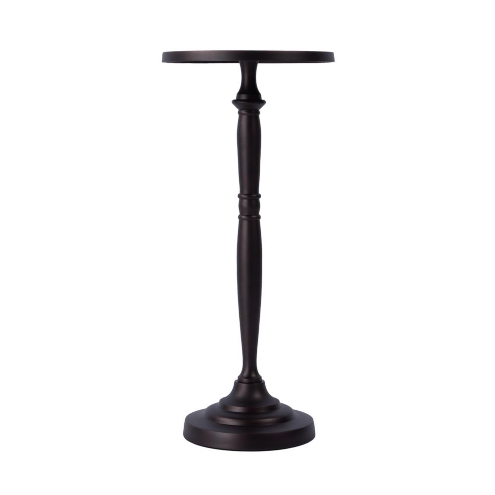 Company Landon 10 in. Round Outdoor Round Metal Pedestal Side Table, Bronze. Picture 2