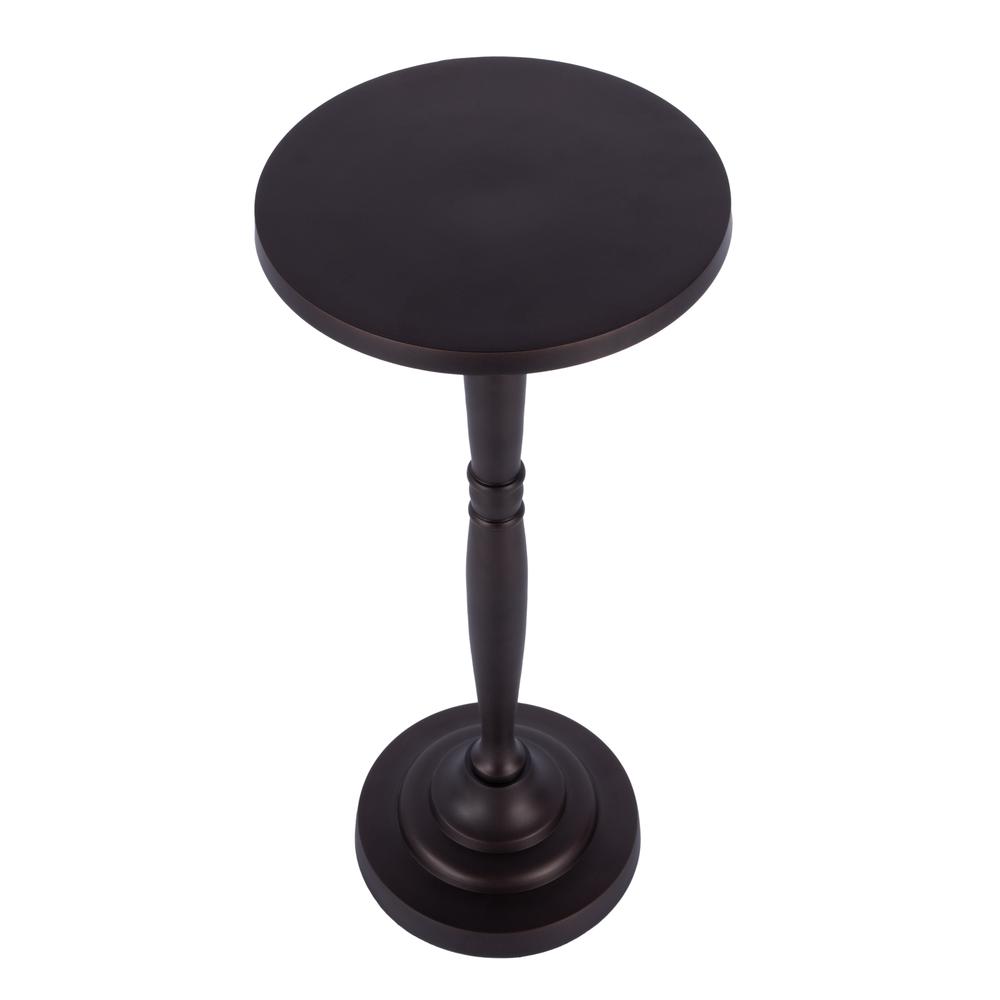 Company Landon 10 in. Round Outdoor Round Metal Pedestal Side Table, Bronze. Picture 3