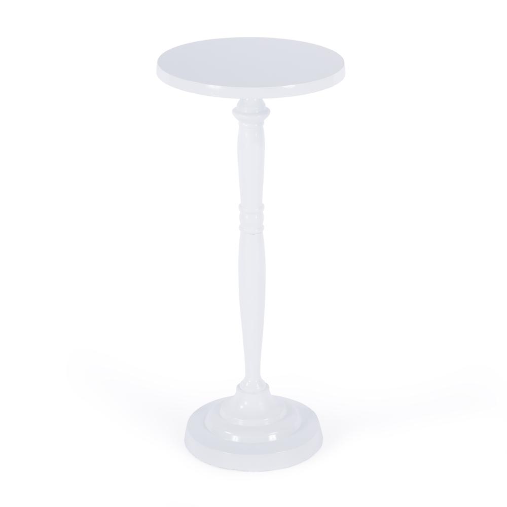 Company Landon 10 in. Round Outdoor Round Metal Pedestal Side Table, Ivory. Picture 1