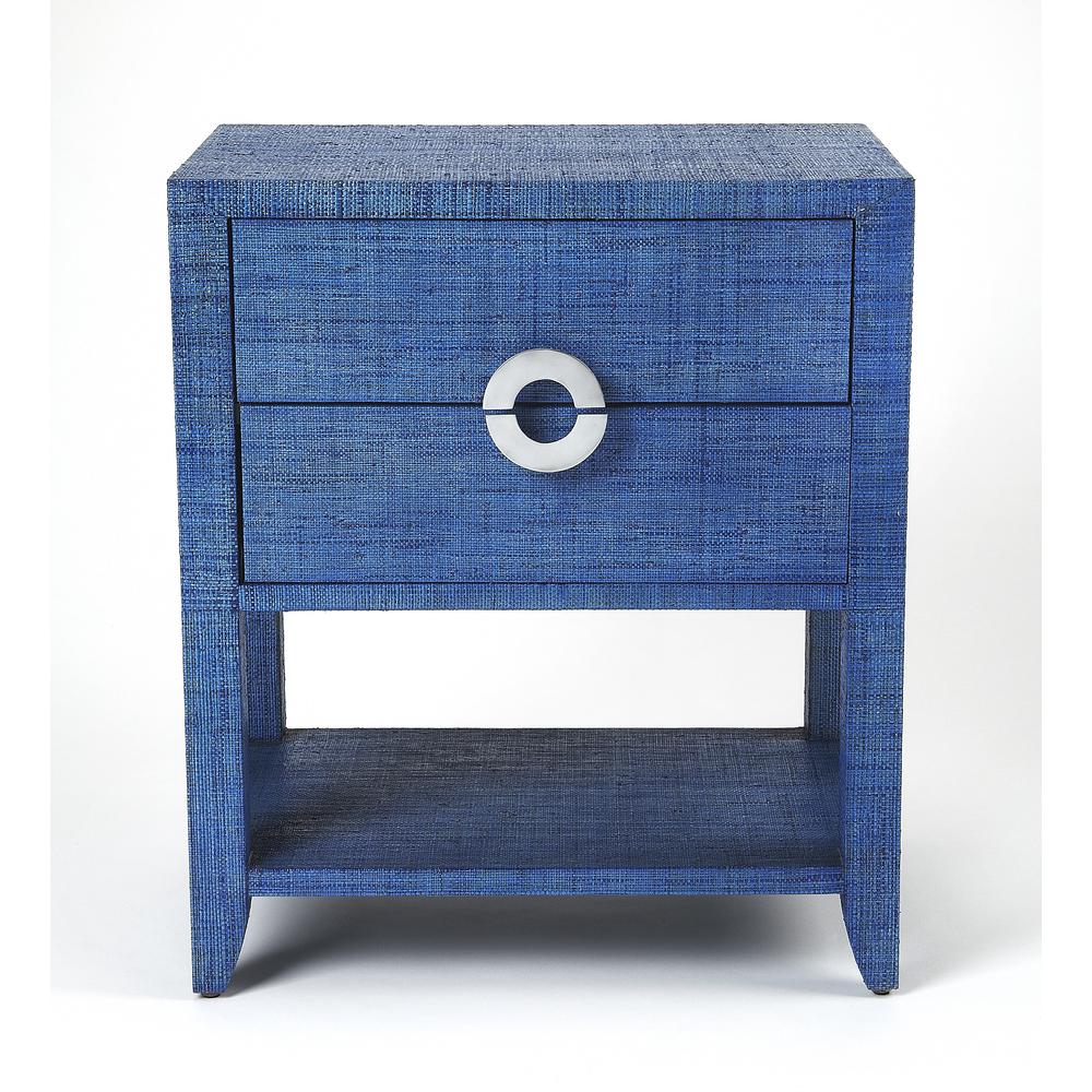Company Amelle Raffia 2-Drawer Nightstand, Blue. Picture 2