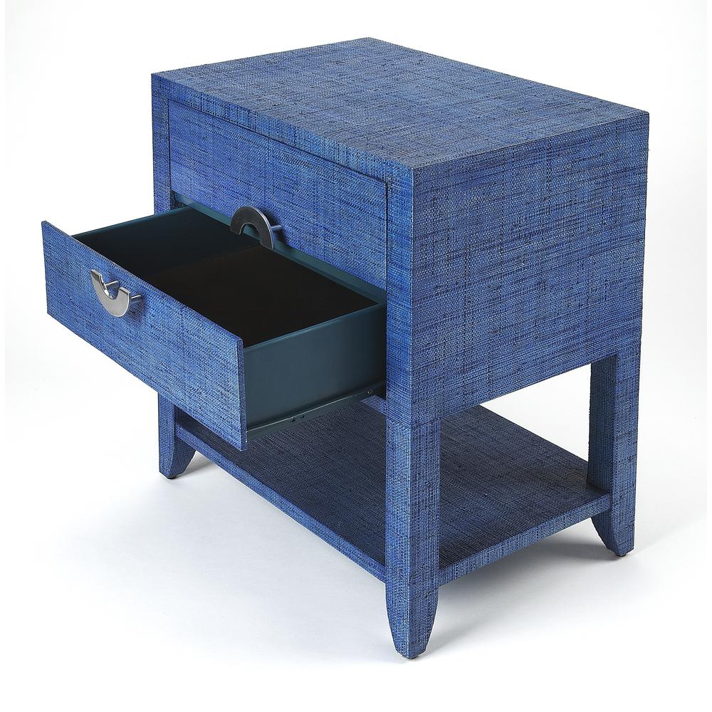 Company Amelle Raffia 2-Drawer Nightstand, Blue. Picture 3