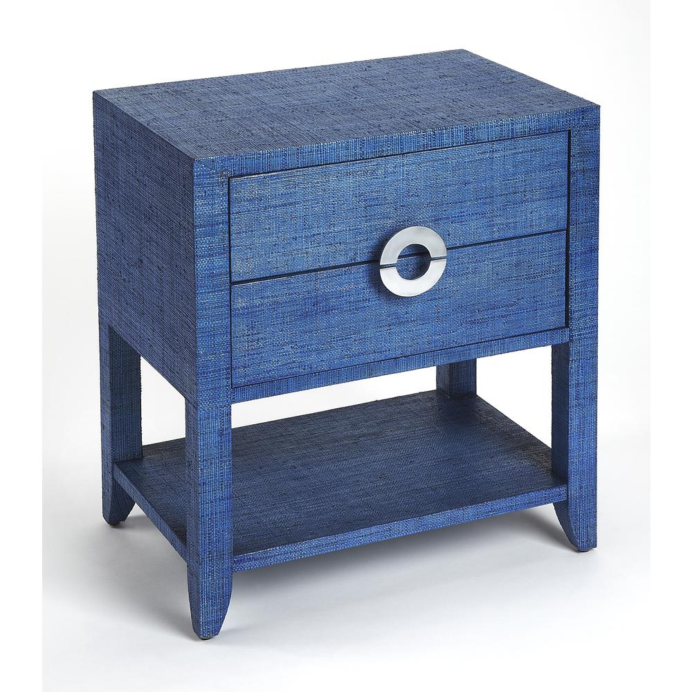 Company Amelle Raffia 2-Drawer Nightstand, Blue. Picture 5