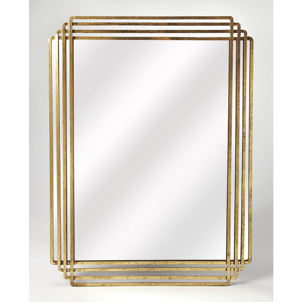 Company Uptown Rectangular Wall Mirrored, Gold. Picture 1