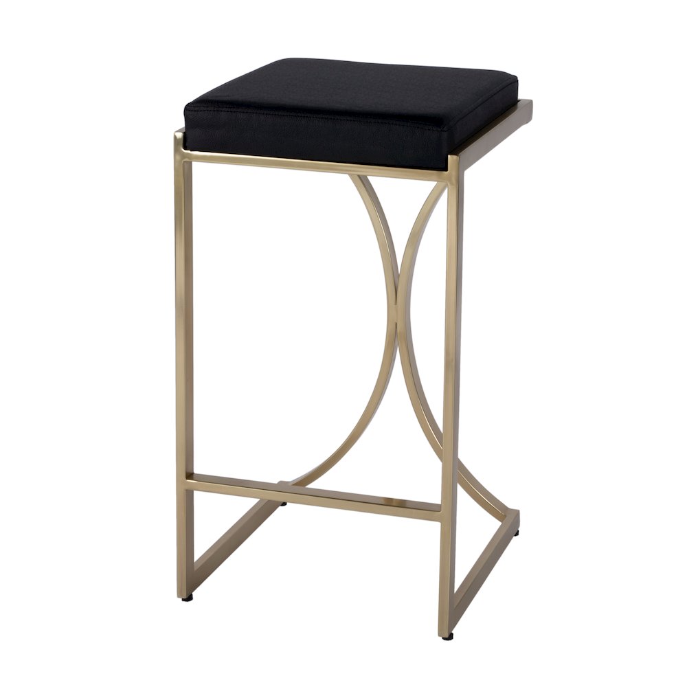 Natalya 24 in. Seat Height Faux Leather & Metal Backless Counter Height Stool. Picture 1