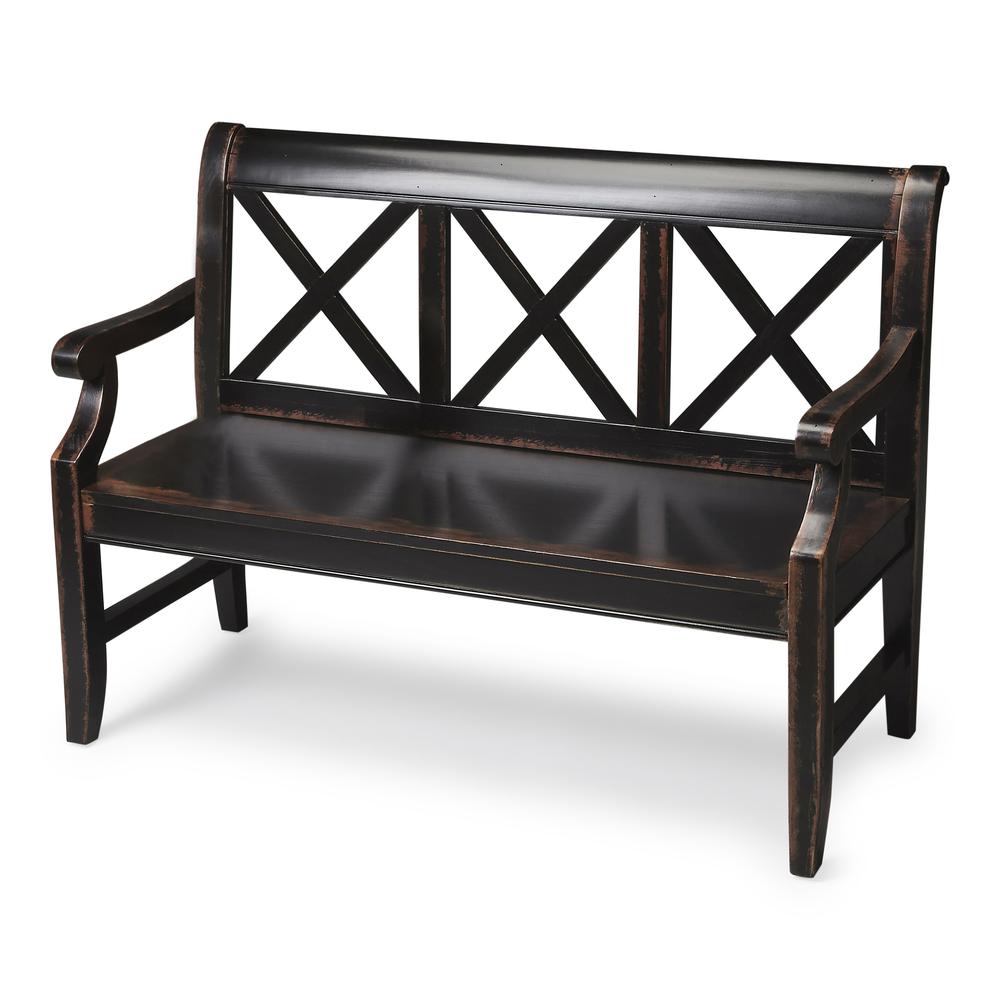 Company Gerrit Wooden 44"W Bench, Black. Picture 1