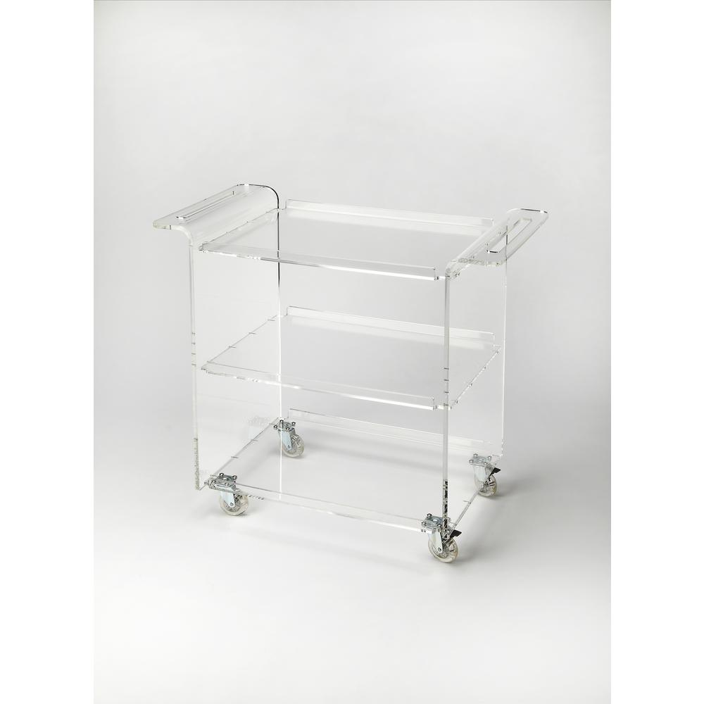 Crystal Clear Acrylic Trolley Server, Clear Acrylic. Picture 1