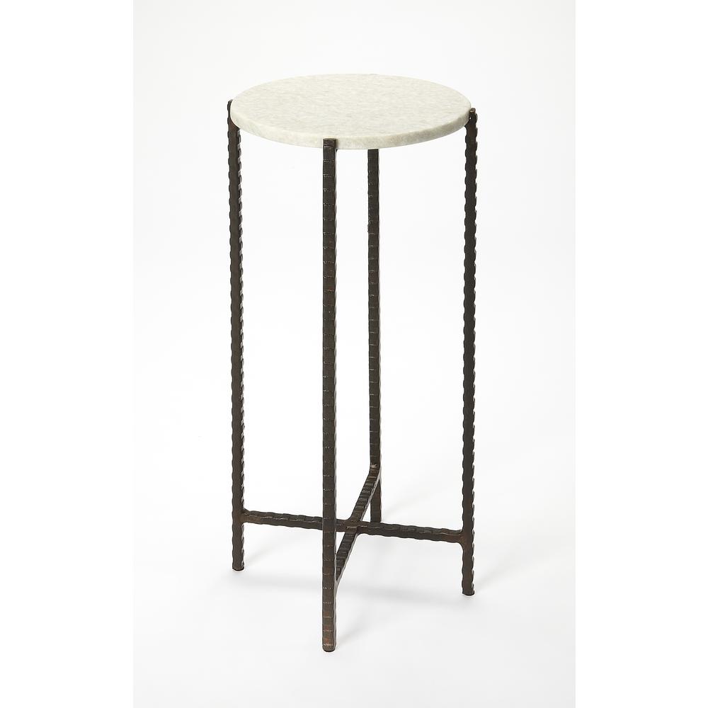 Nigella Round Marble & Metal Accent Table. Picture 1
