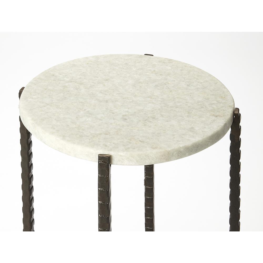 Nigella Round Marble & Metal Accent Table. Picture 3