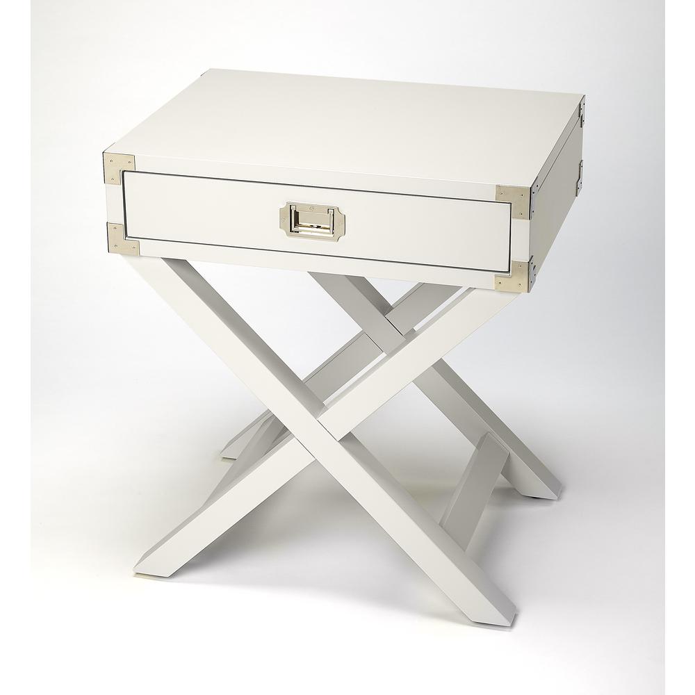 Butler Anew White Campaign Side Table. Picture 1
