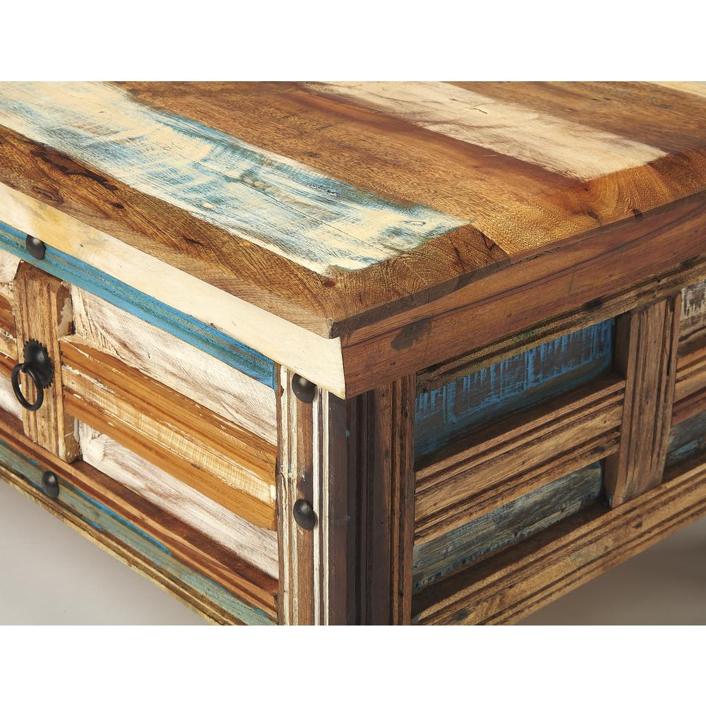 Company Reverb Painted Rustic Coffee Table, Multi-Color. Picture 5
