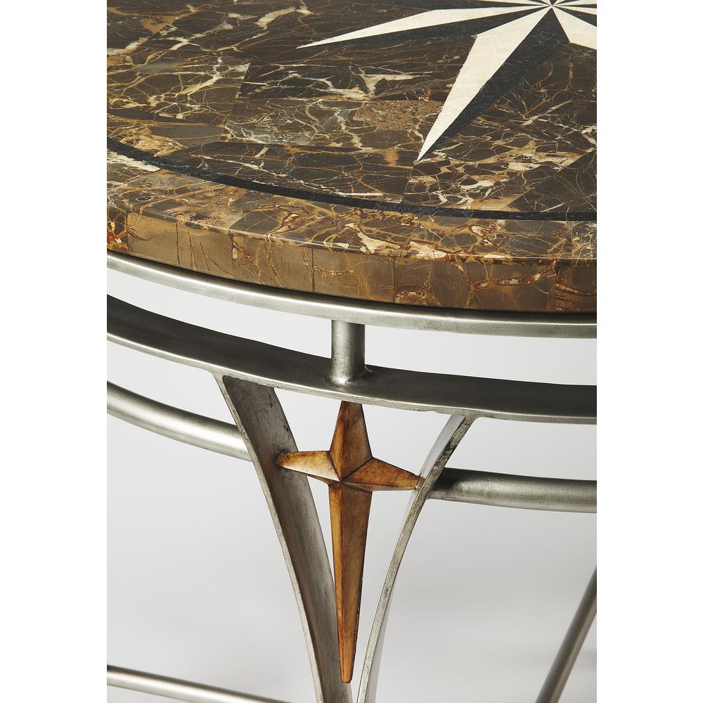 Company Regina Fossil Stone & Metal 36"Foyer Table, Multi-Color. Picture 3
