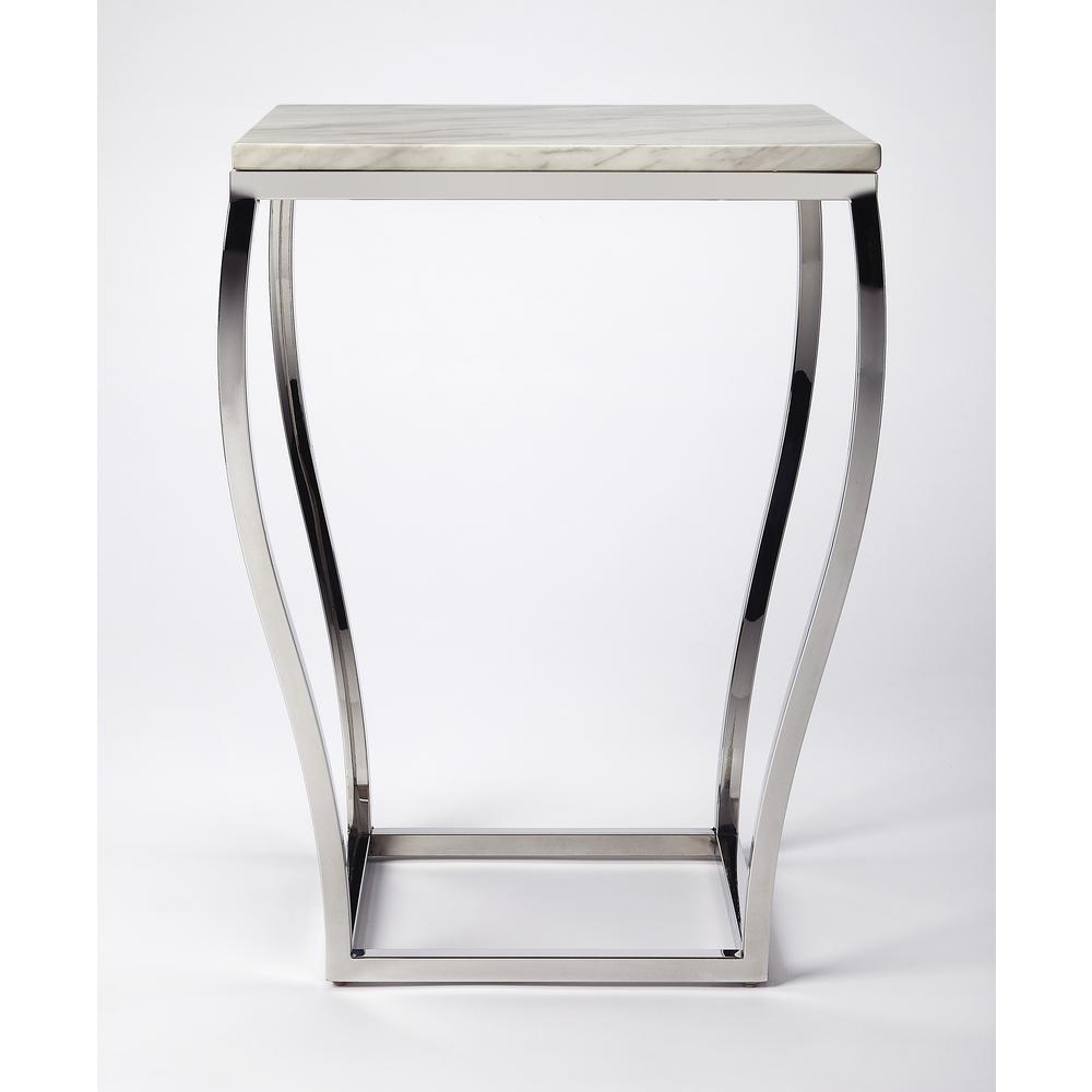 Company Haley Marble & Metal End Table, Silver. Picture 2