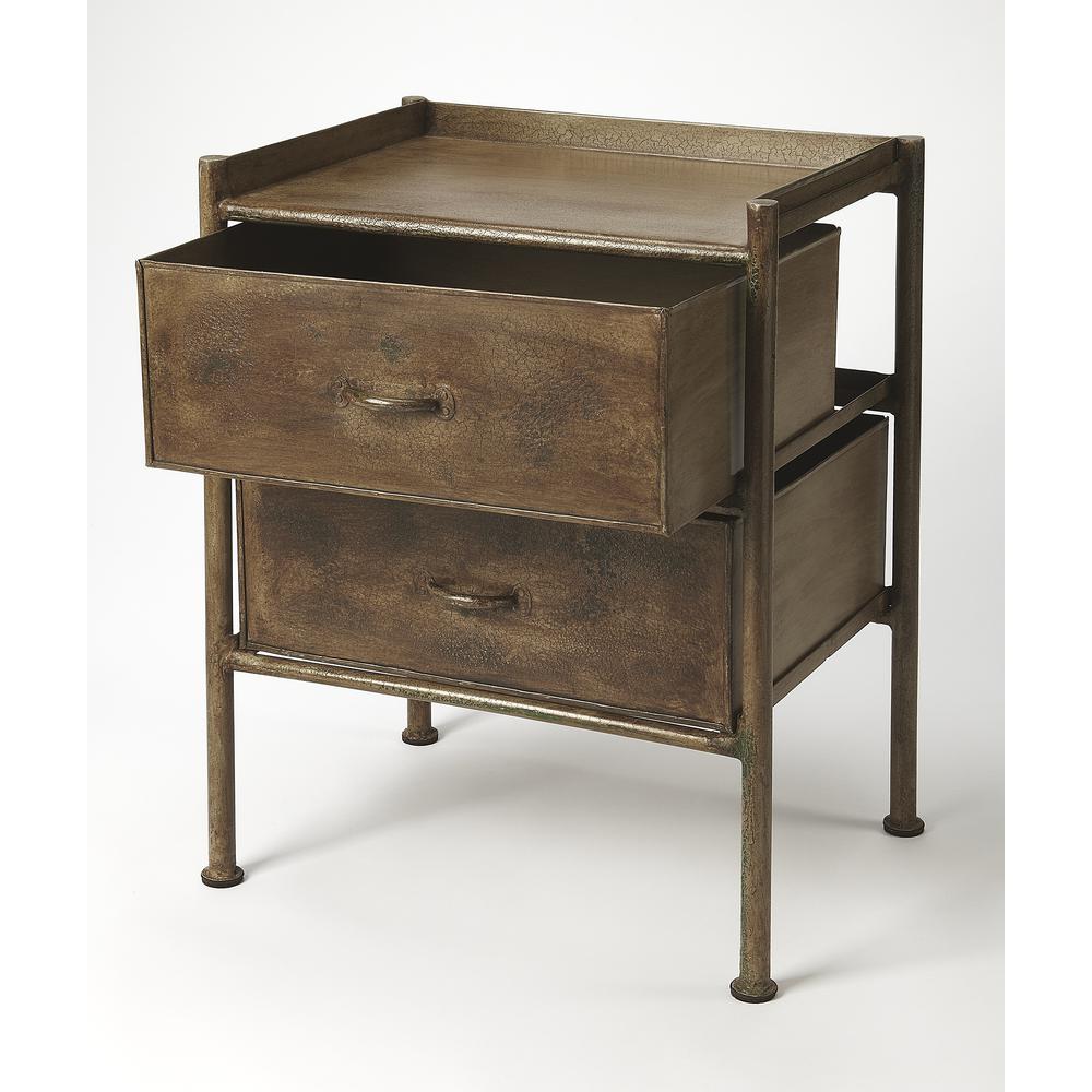 Industrial Bronze 2-Drawer Side Table, Belen Kox. Picture 3