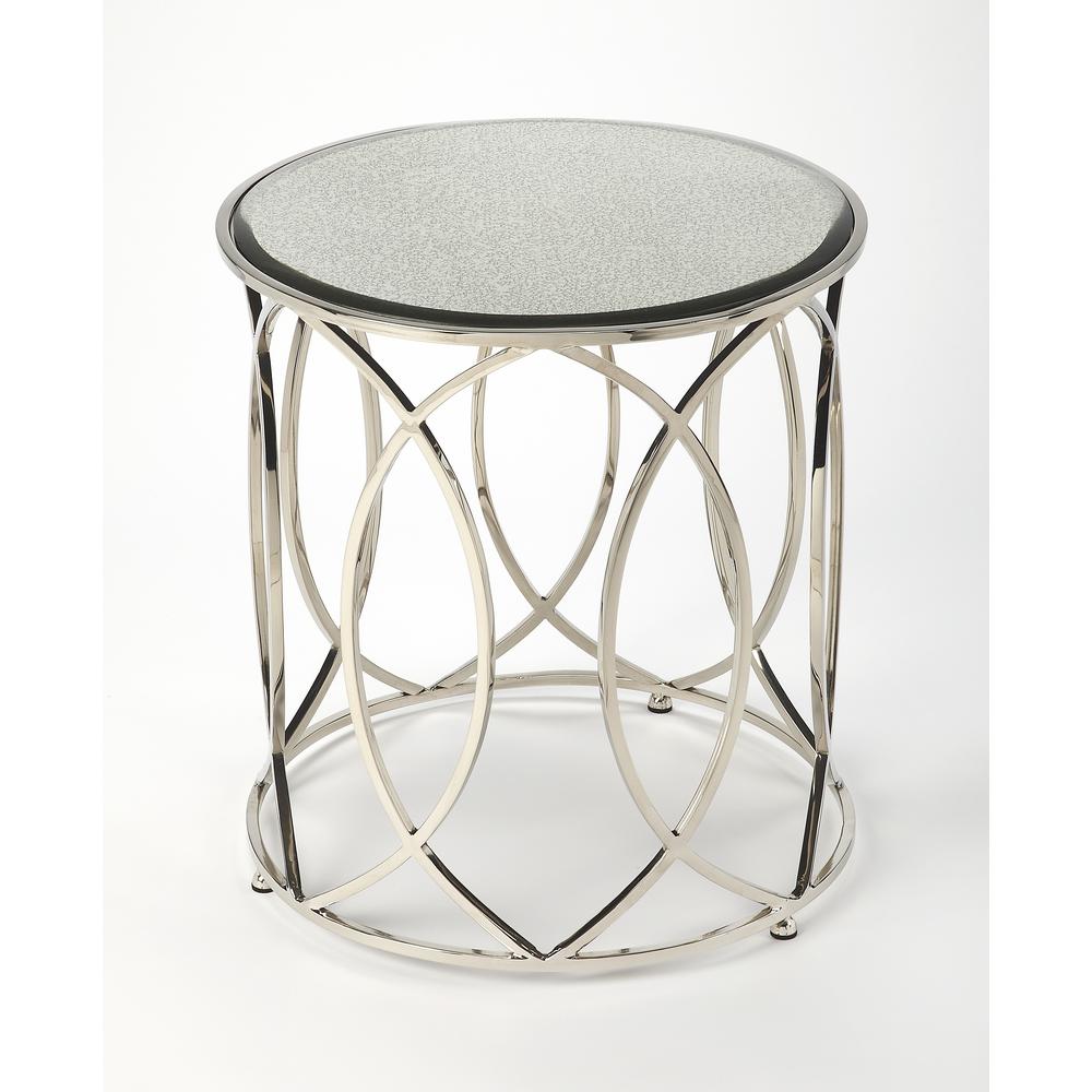 Company Desiree Mirrored End Table, Silver. Picture 1