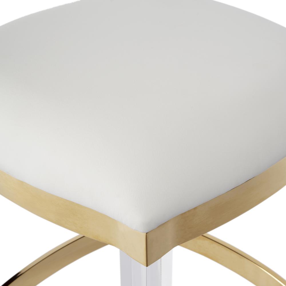 Company Jordan Acrylic & Polished Brass 24" Counter Stool, White. Picture 3