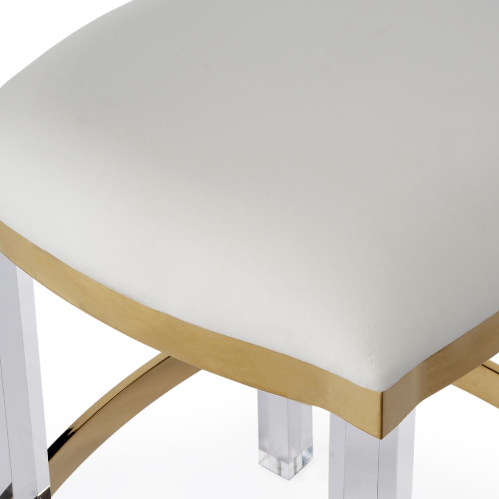 Company Jordan Acrylic & Polished Brass 24" Counter Stool, White. Picture 4