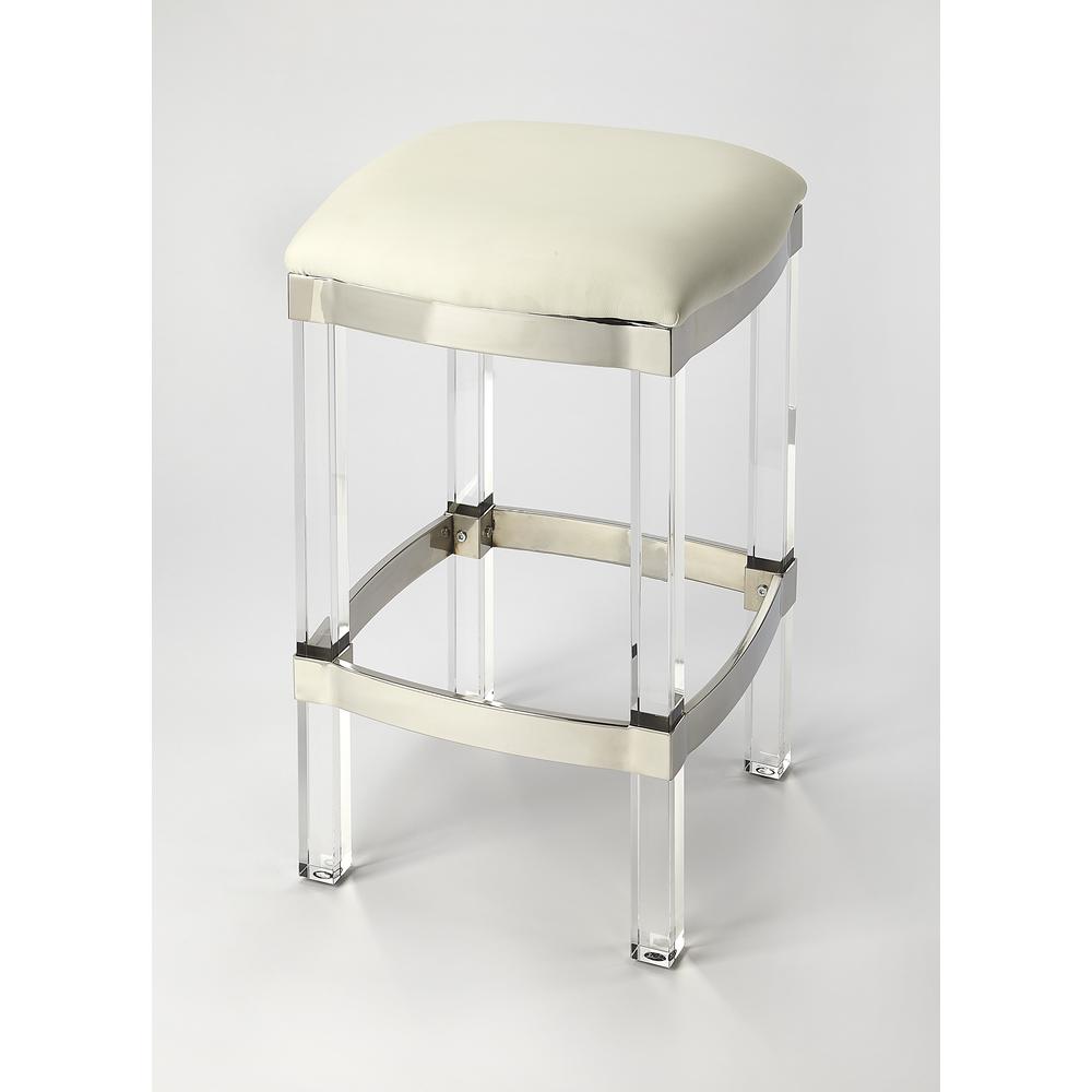 Jordan Acrylic & White Leather Counter Stool. The main picture.