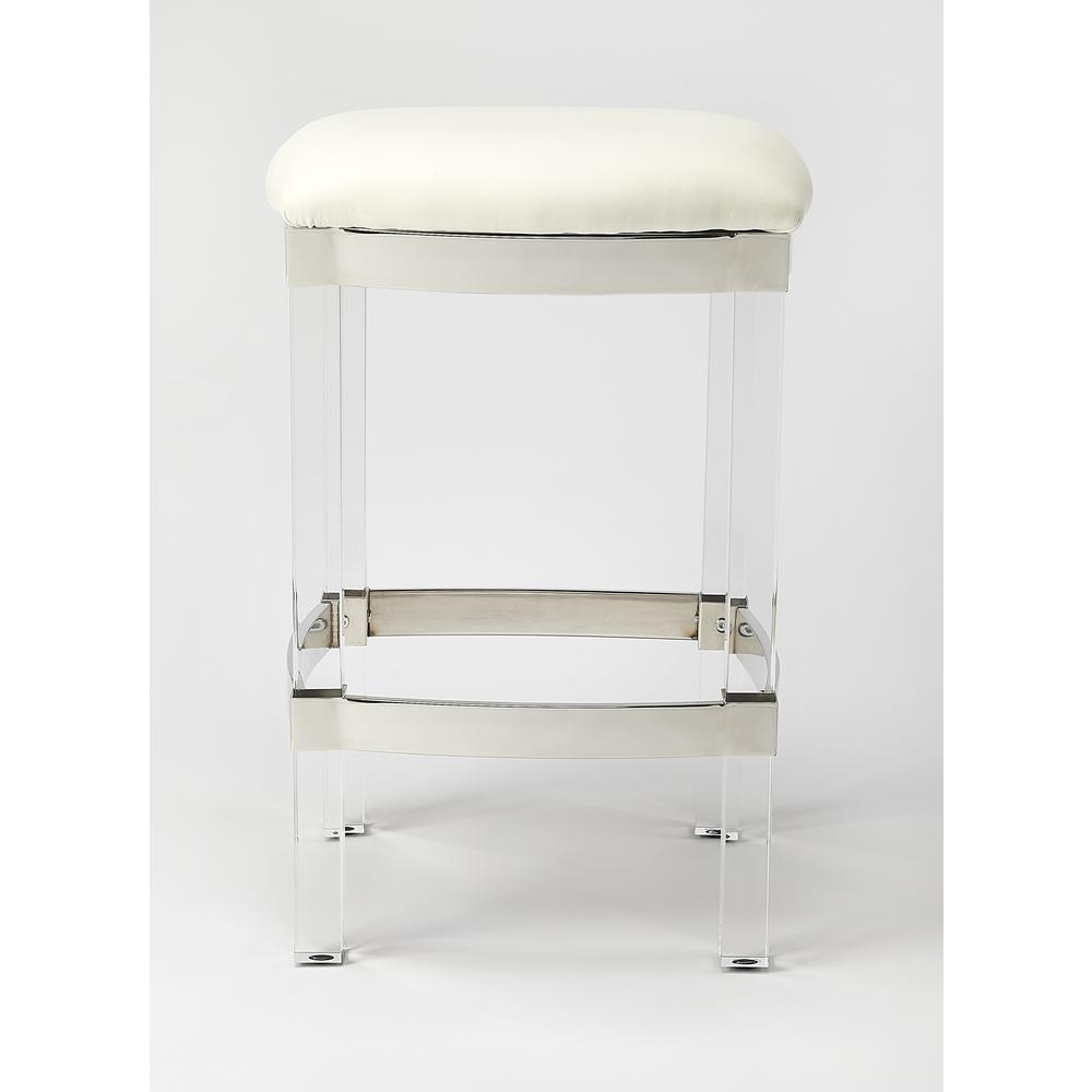 Jordan Acrylic & White Leather Counter Stool. Picture 2