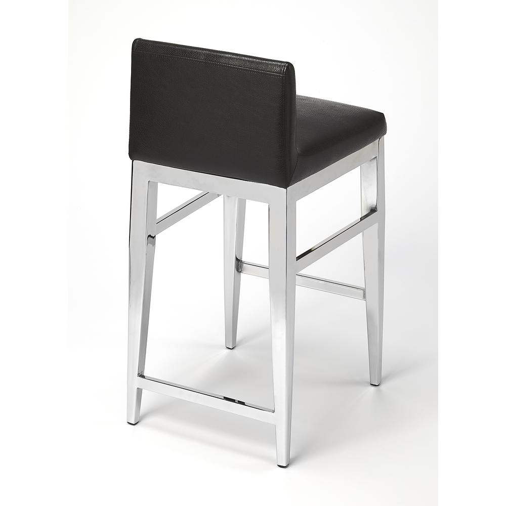 Kelsey Stainless Steel Faux Leather Counter Stool. Picture 4
